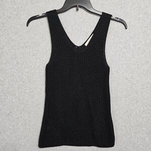 Loft Chunky Knit Tank Top Size S Black Womens